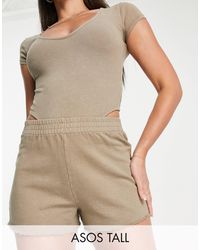 ASOS - Asos design tall - pantaloncini stile running con fondo grezzo color pietra slavato - Lyst