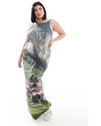 Collusion - Plus Maxi Vest Dress With Scenic Print - Lyst