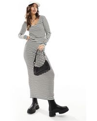Pieces - Ribbed Maxi Skirt - Lyst