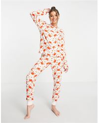 Chelsea Peers Pyjama long à imprimé crabe - crème - Orange