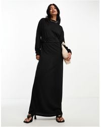 ASOS - Supersoft Long Sleeve Maxi Dress With Trim Detail - Lyst