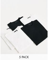 ASOS - Confezione da 5 t-shirt girocollo color nero e bianco - Lyst
