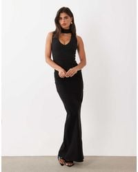 Vesper - Bengaline Scoop Maxi Dress With High Neck Detail - Lyst