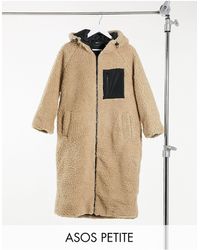 ASOS Abrigo largo beis con capucha - Marrón