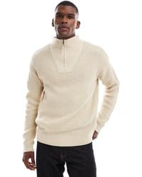 New Look - Fisherman Knit 1/4 Zip Jumper - Lyst