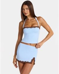 Oh Polly - Modal Lace Trim Halter Neck Top Co-ord - Lyst