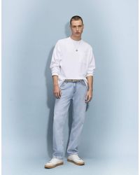 River Island - Straight Leg Linen Blend Jeans - Lyst