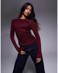 ASOS - Gedrapeerde Top Van Zachte Jersey Met Lange Mouwen - Lyst