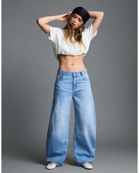 Bershka - High-waist Barrel-leg Jeans - Lyst