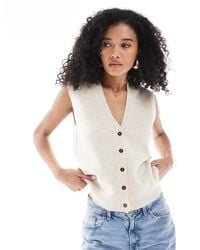New Look - Button Down Knitted Waistcoat - Lyst