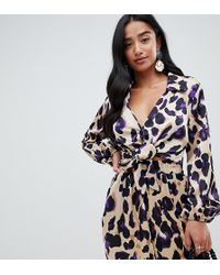 John Zack Wrap Shirt In Purple Leopard - Multicolour