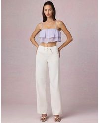 Oh Polly - Mid Waist Straight Leg Jeans - Lyst