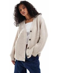 ASOS - Cardigan Soffice Color Avena A Coste Con Scollo A V - Lyst