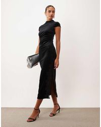 Nobody's Child - Manon Velvet High Neck Cap Sleeve Midi Dress - Lyst