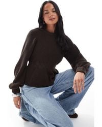 ASOS - Knitted Peplum Jumper With Cinch Waist - Lyst