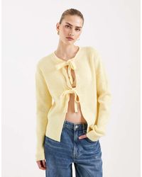 Pieces - Reversable Tie Front Cardigan - Lyst