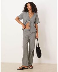 Jdy - Seersucker Wide Leg Trousers Co-ord - Lyst