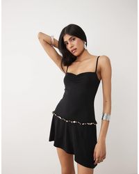 Motel - Gussie Asymmetric Beaded Waist Mini Dress - Lyst