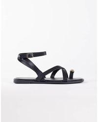 New Look - Multi Strap Gold Detail Toe Loop Sandals - Lyst