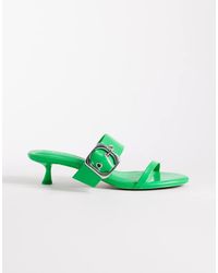 ASOS - Happy Oversized Buckle Detail Heeled Mule Sandals - Lyst