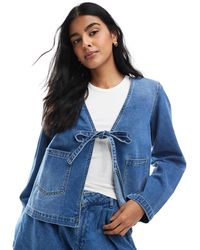 ONLY - Boxy Tie Front Shacket - Lyst