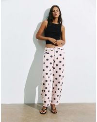 Pull&Bear - Jean barrel à pois - Lyst