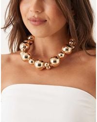 ASOS - Collana Corta Dorata Con Sfere Di Dimensioni Miste - Lyst