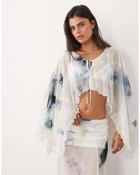 ASOS - Printed Mesh Cape Top - Lyst