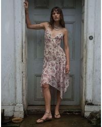 Muse Assembly - Crinkle Chiffon V-neck Asymmetric Hem Midaxi Dress - Lyst