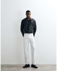 Barneys Originals - Cropped Real Leather Biker Jacket - Lyst