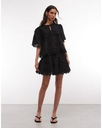 AllSaints - Lillith Co-Ord Broderie Ruffle Mini Skirt - Lyst