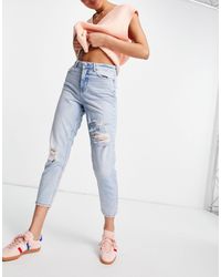 New Look Ripped Mom Jean - Blue