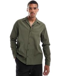 ASOS - Camicia Comoda Kaki Testurizzato Con Colletto A Rever - Lyst