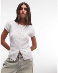 Monki - Exclusive Short Sleeve Knit Cardigan Top - Lyst