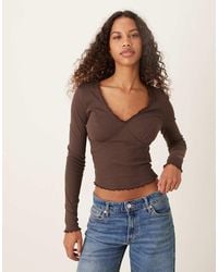 ASOS - Lace Detail V-neck Long Sleeve Tee - Lyst