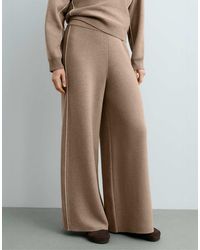Oysho - Straight-Leg Knit Trousers With Rib Piping - Lyst