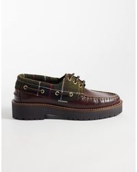 Barbour - Darras Leather Tartan Boat Shoes - Lyst