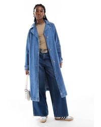 ONLY - Belted Denim Trench - Lyst