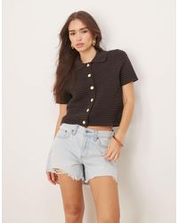 ASOS - Short Sleeve Stitch Cardigan With Shell Buttons - Lyst