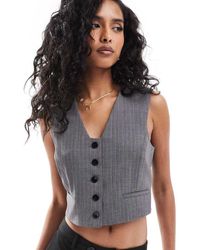 Mango - Gestreept Gilet Met Knoopsluiting - Lyst