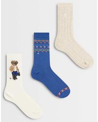 Polo Ralph Lauren - Winter Bear Print 3 Pack Crew Socks - Lyst