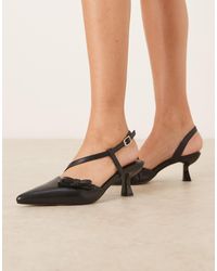 Glamorous - Slingback Kitten Heeled Shoes With Bow - Lyst