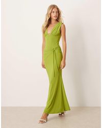 ASOS - Ruched Bust Maxi Dress With Plunge Neck I& Drape Detail N - Lyst