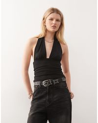 Weekday - Aline Deep Halter Neck Top - Lyst