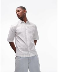 TOPMAN - Short Sleeve Pin Stripe Relaxed Cotton Shirt - Lyst