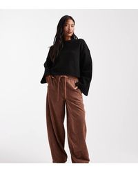 ASOS - Asos Design Petite Pull On Barrel Leg Cord Trousers - Lyst