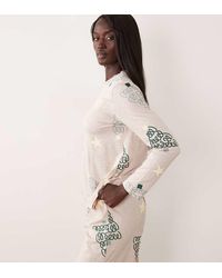ASOS - Asos Design Tall Long Sleeve Top & Wide Leg Trouser Pyjama Set - Lyst