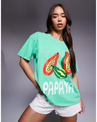 Kaiia - Exclusivité - - t-shirt oversize à imprimé fruit en coton majoritaire - Lyst