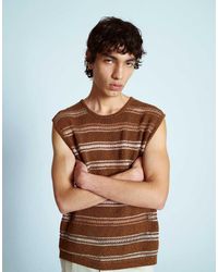 TOPMAN - Relaxed Fit Knitted Crochet Tank With Metallic Yarn - Lyst