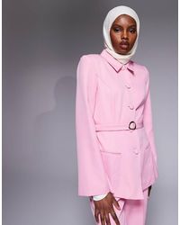 ASOS - Co-ord Collared Button Down Blazer With Belt - Lyst